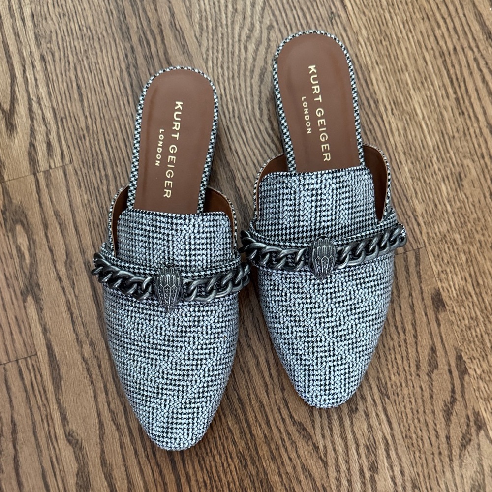 Kurt Geiger Women's Black and White Mules